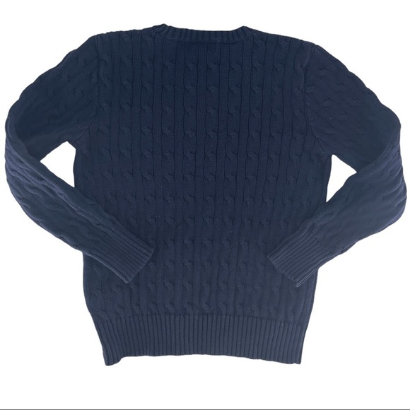 Polo Ralph Lauren Navy Cable Knit Cotton Sweater M - Picture 3 of 6